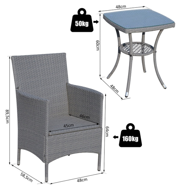 3pc Patio Rattan Furniture Set - Gray