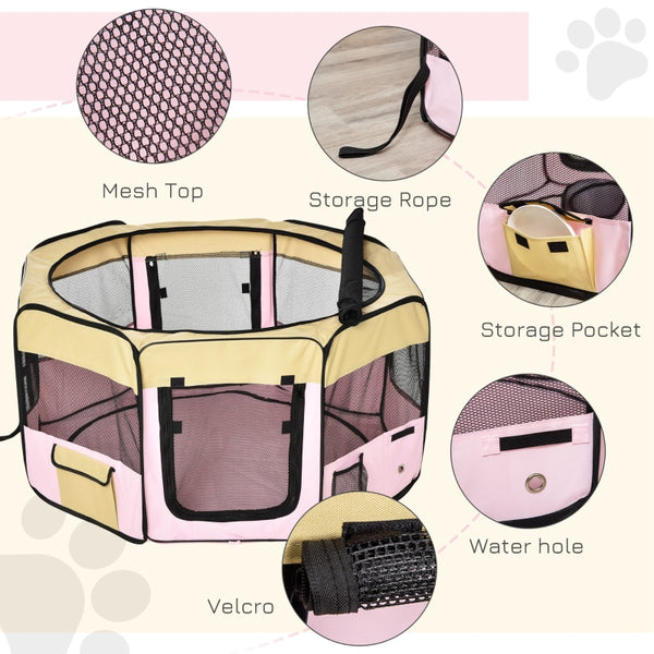47" Portable Pet Playpen with Carry Bag - Pink