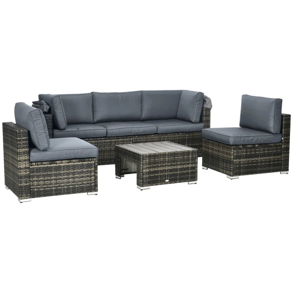 4pc Outdoor Wicker Rattan Patio Furniture Set - Gray