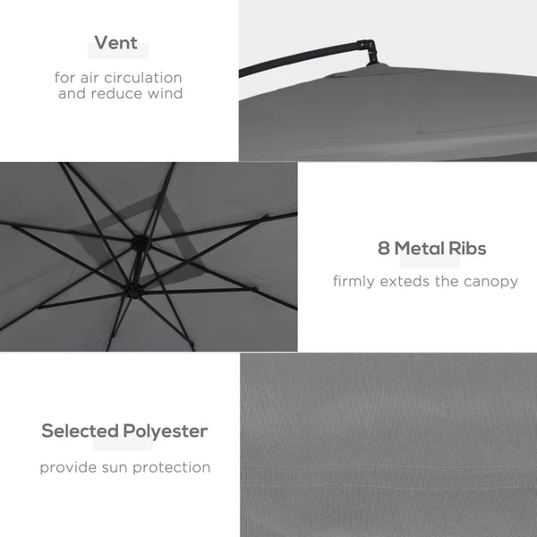 9ft Patio Offset Cantilever Umbrella - Dark Gray