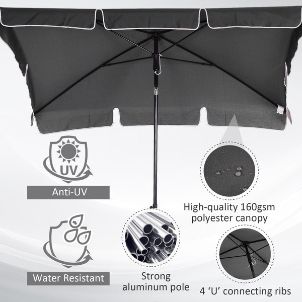 7x4ft Rectangle Tilt Patio Umbrella - Gray