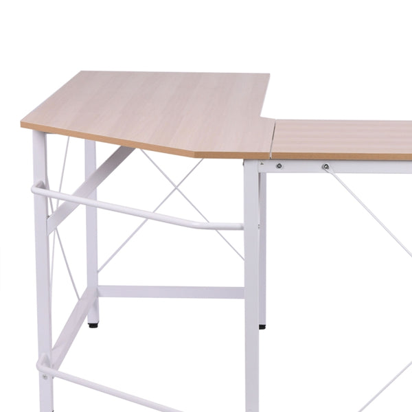 L-Shaped Computer Office Desk - Oak and White