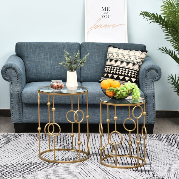 2pc Nesting Side Table Set - Gold