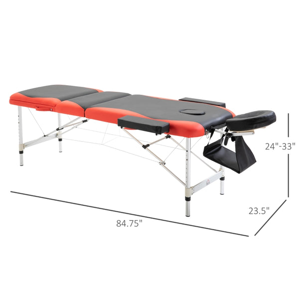 Ultra Portable Foldable Mobile Massage Table Bed - Red Black