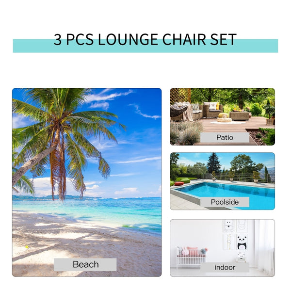 3pc Patio Lounge Chair Set with Table - Cream White