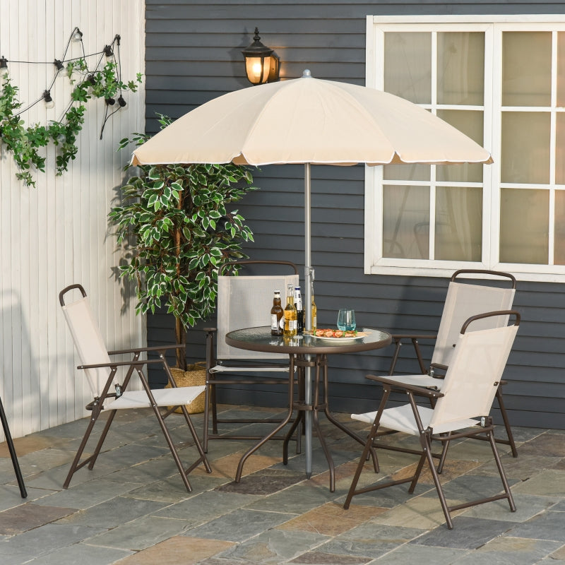 6pc Outdoor Patio Umbrella Set - Cream White