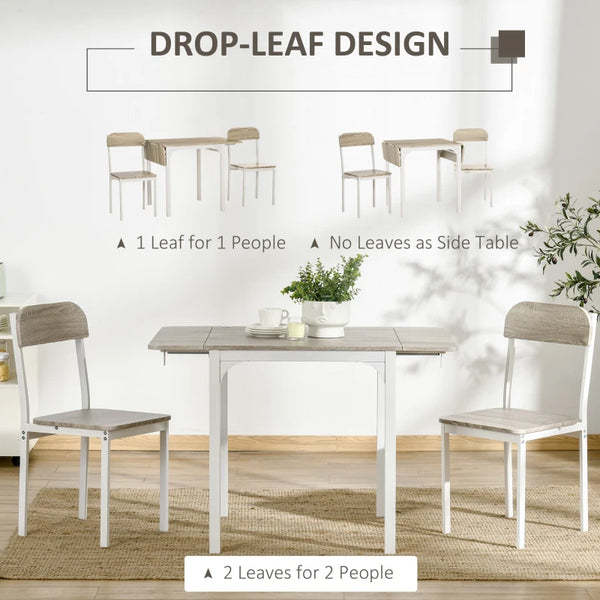 Foldable Dining Table Set for 2 - Natural