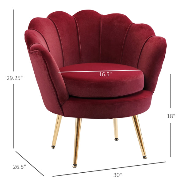 Modern Velvet-Touch Accent Chair - Wine Red