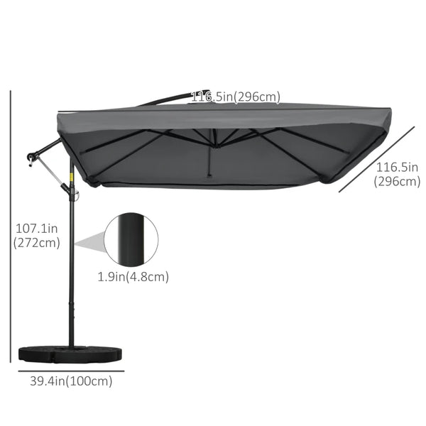 9ft Patio Offset Cantilever Umbrella - Dark Gray