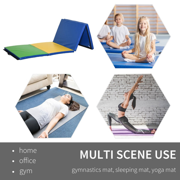 Folding Gym Exercise Yoga Mat (4 Panels) - Multi Colour