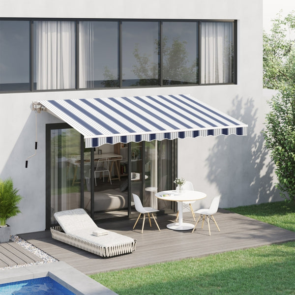 8'x7' Manual Retractable Patio Awning - Blue, White