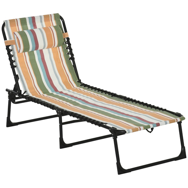 4-Level Adjustable Folding Beach Bed - Multicoloured