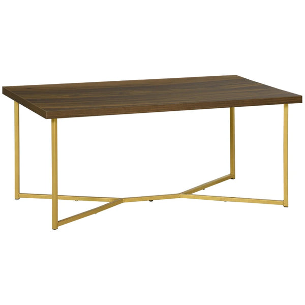 Rectangular Cocktail Table with Steel Base - Walnut