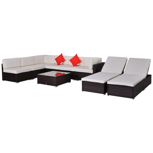 9pc Wicker Patio Garden Lounge Sofa Furniture Set