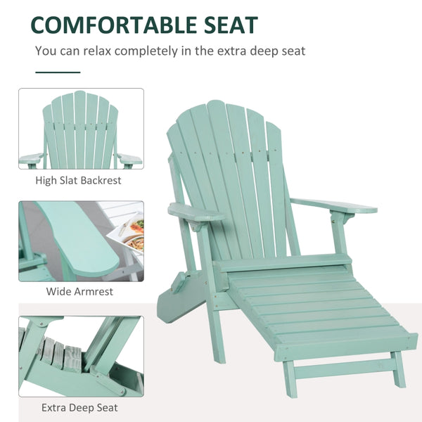 Foldable Adirondack Chair with Ottoman - Green