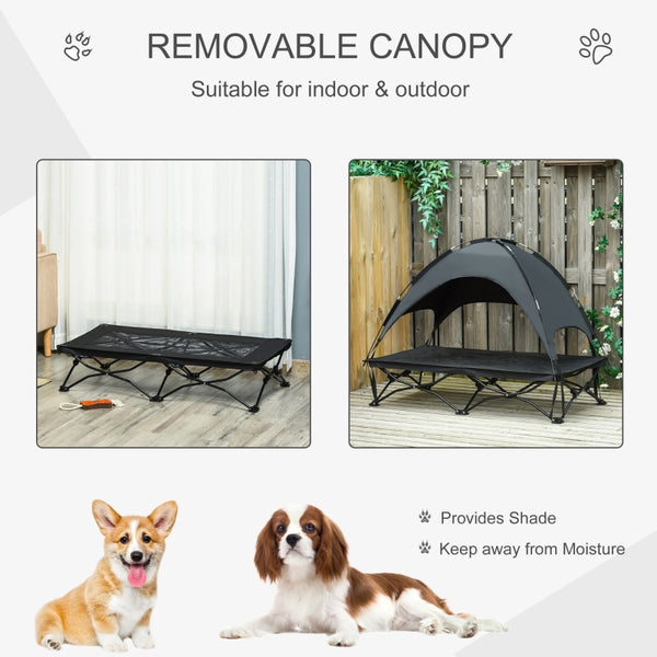 Elevated Pet Cot with Removable Canopy - Black