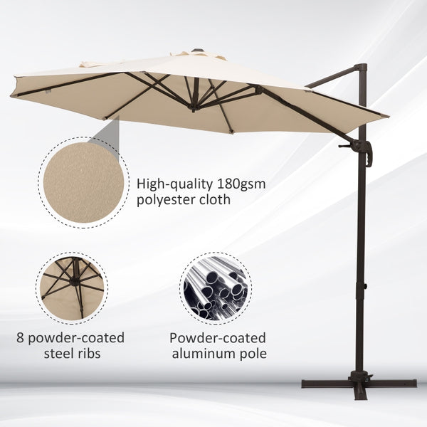10' Outdoor Hanging Patio Umbrella - Cream White