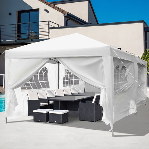 10x20 ft Pop Up Wedding Party 'Pavilion' Canopy Tent with 6 Sidewalls - White