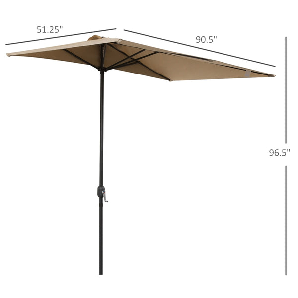 8ft Half Round Outdoor Umbrella Parasol - Beige