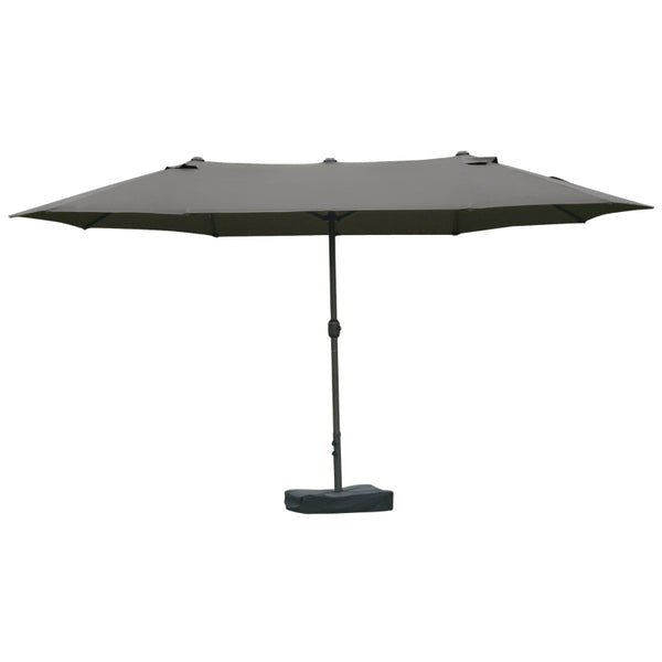 15' Outdoor Patio Umbrella with Twin Canopy - Dark Gray