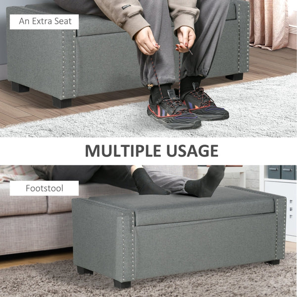 Upholstered Flip Top Storage Bench - Light Gray