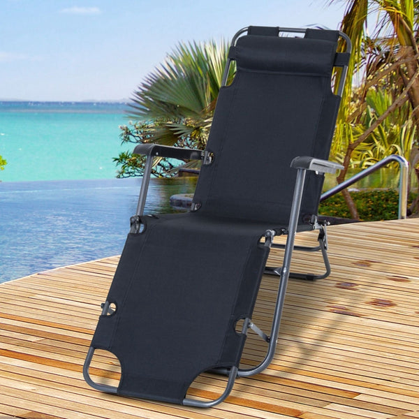 Foldable Chaise Lounge Chair - Black