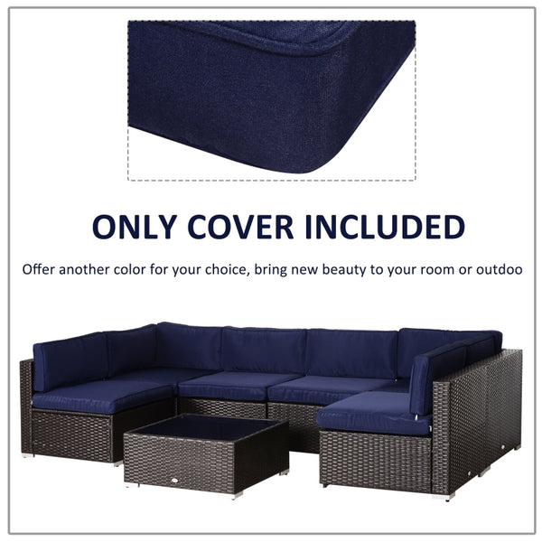 14pc Patio Rattan Sofa Set Cushion Cover - Blue