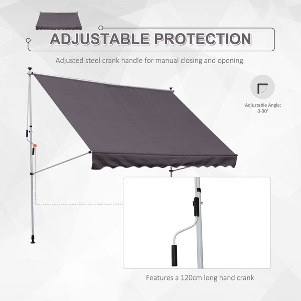 Floor- to-ceiling Retractable Patio Awning - Gray