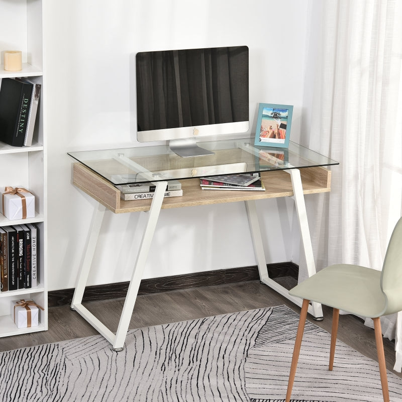 Computer Writing Desk with Table Glass Top