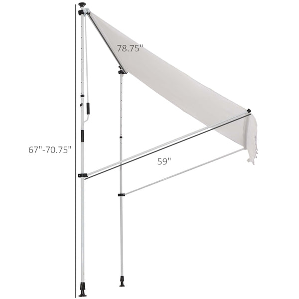 6.6'x5' Manual Retractable Patio Awning - White