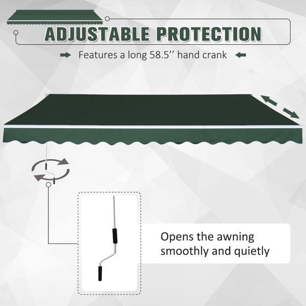 12x8.2ft Manual Retractable Patio Awning - Green