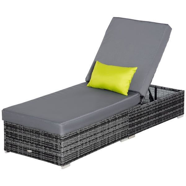 Outdoor Rattan Chaise Lounger - Grey