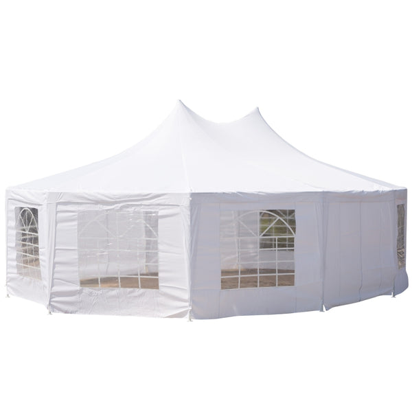 30x20 ft Decagonal Wedding Party Marquee Carport Canopy Tent with Removable Walls - White