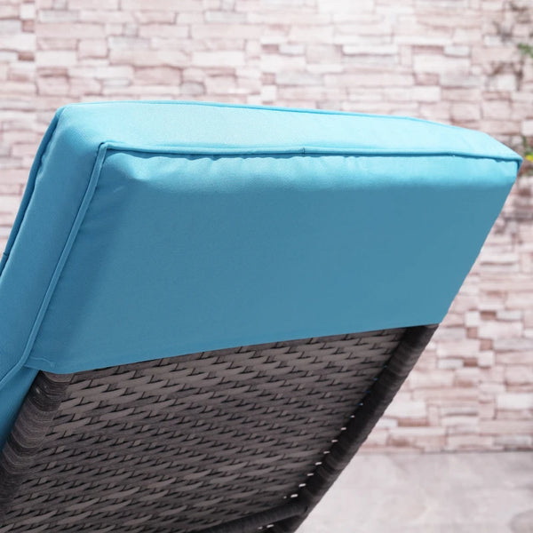 Adjustable Wicker Patio Chaise Lounge Chair - Blue