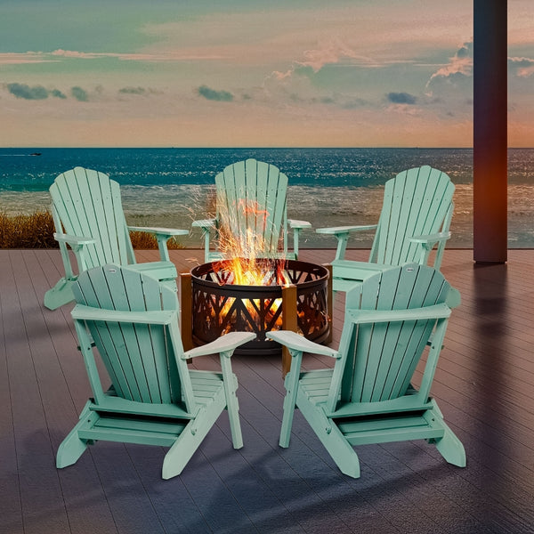 Foldable Adirondack Chair with Ottoman - Green