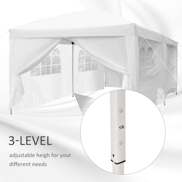 10x20 ft Pop Up Wedding Party 'Pavilion' Canopy Tent with 6 Sidewalls - White