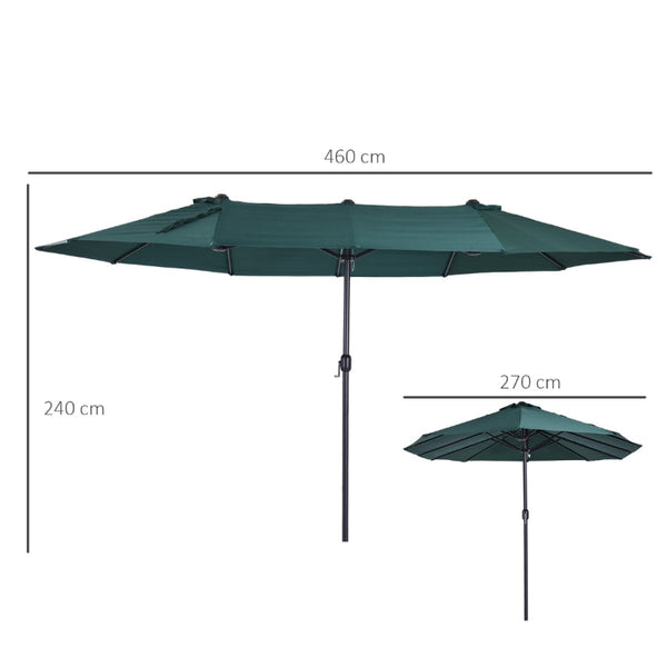 15' Outdoor Patio Umbrella with Twin Canopy - Dark Green