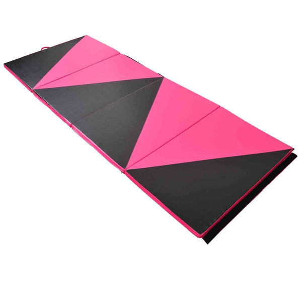 Folding Gym Exercise Yoga Mat - Pink and Black