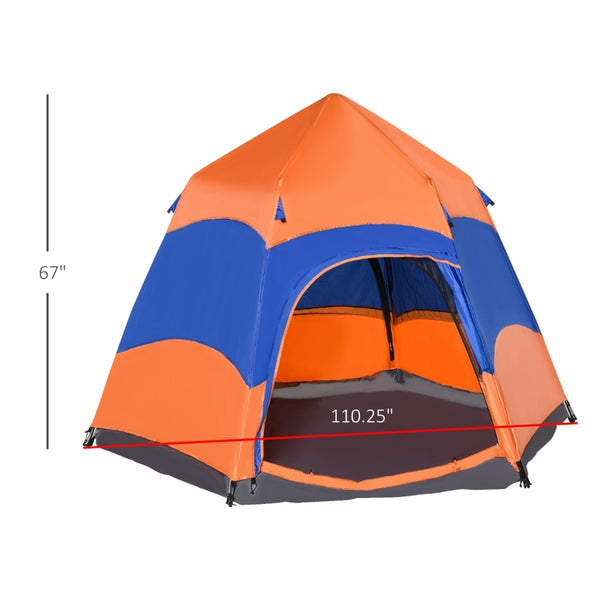 Easy Pop Up Portable Tent - Orange and Blue