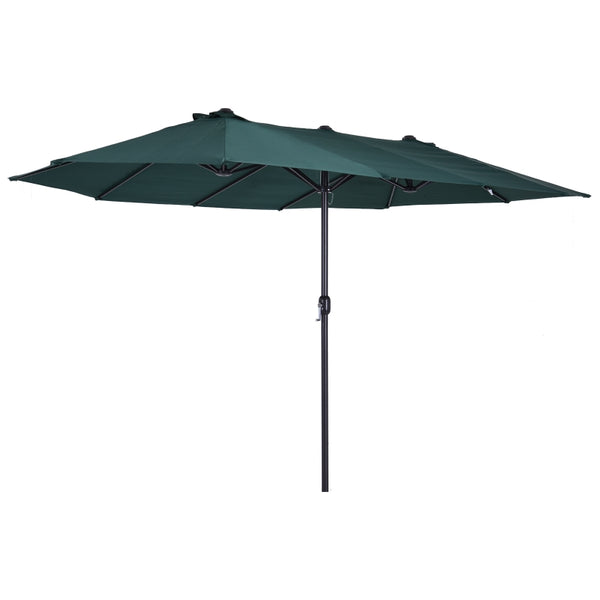 15' Outdoor Patio Umbrella with Twin Canopy - Dark Green