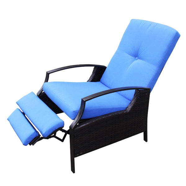 Adjustable Patio Recliner Chair - Blue