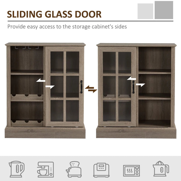 Sideboard with Sliding Glass Door - Brown
