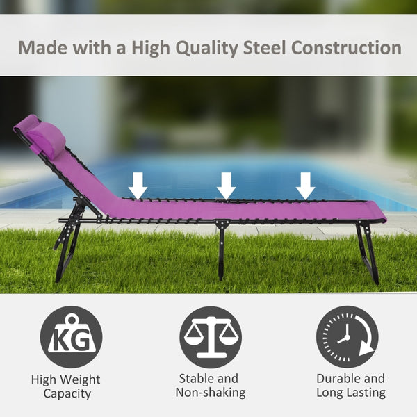 4-Level Adjustable Folding Beach Bed - Purple