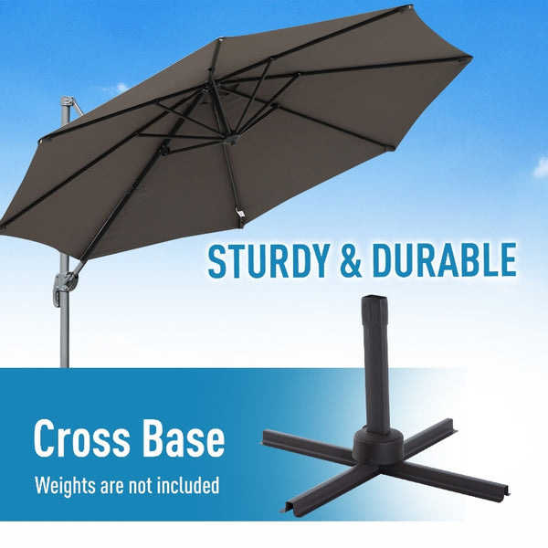 10 Ft. Patio Offset 360° Rotatable Umbrella with Cross Base - Grey