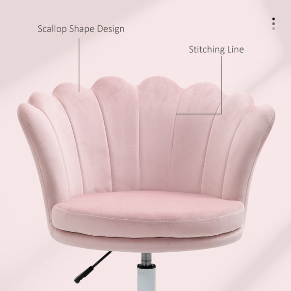 Mid Back Velvet Office Chair - Pink