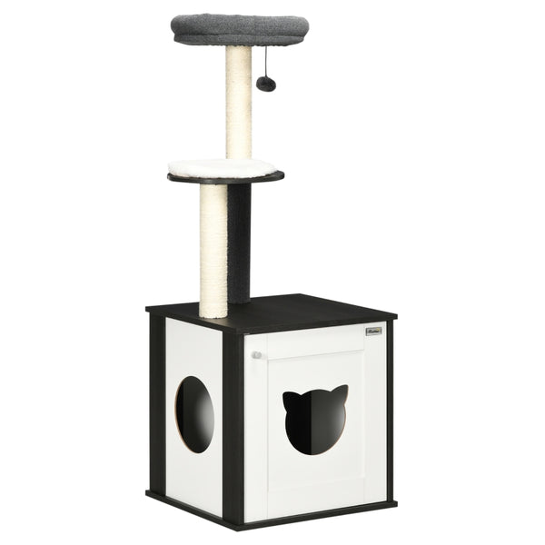 51.8" Cat Tree with Litter Box - Charcoal Gray