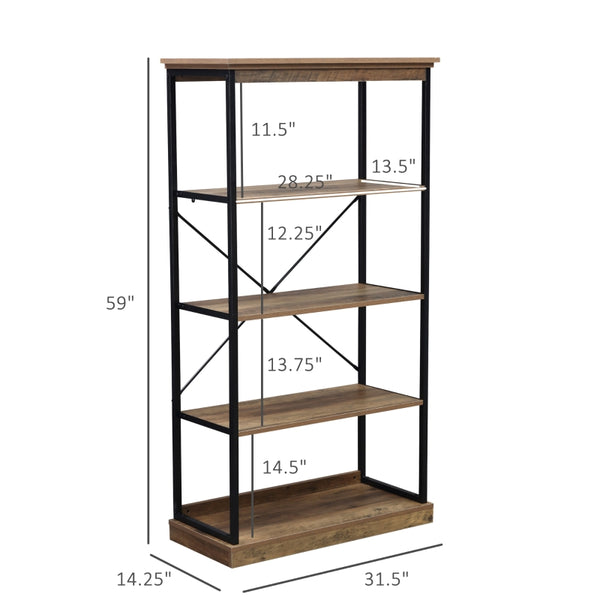 4-Tier Industrial Style Storage Shelf - Brown