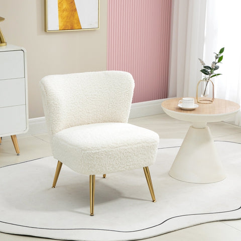 Lounge Chair with Gold Legs- White