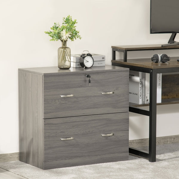 2-Drawer File Cabinet with Lock -  Gray