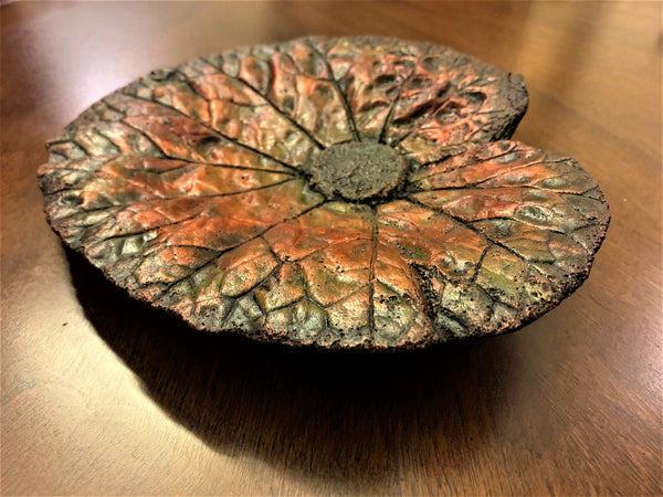 Decorative Handmade Concrete Leaf Casting - Metallic Bronze and Black